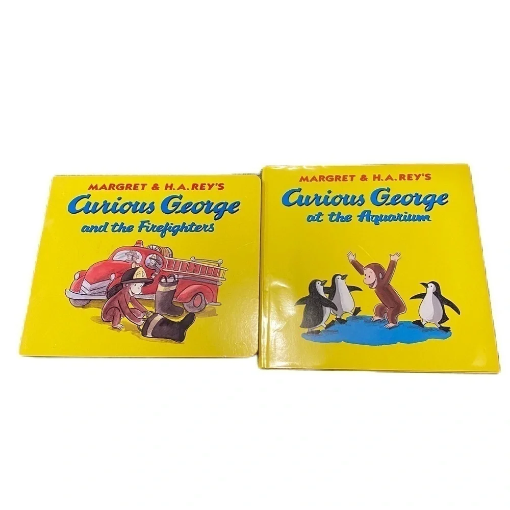 Curious George Hardcover Book Lot Bundle Firefighters Aquarium Penguin Truck
